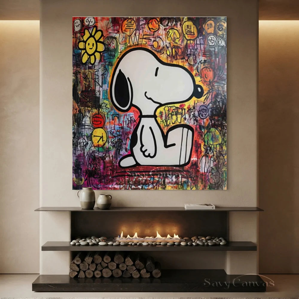 Abstract Graffiti Snoopy Pop Art Hand-painted Canvas #SS 258