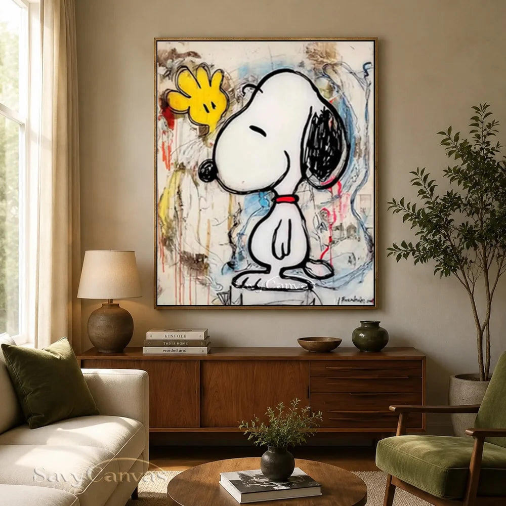 Pop Art Abstract Snoopy Hand-painted Canvas #SS 260