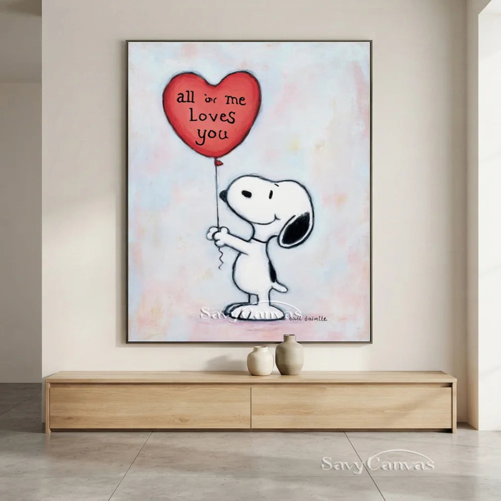 Pop Art Romantic Snoopy Hand-painted Canvas #SS 259