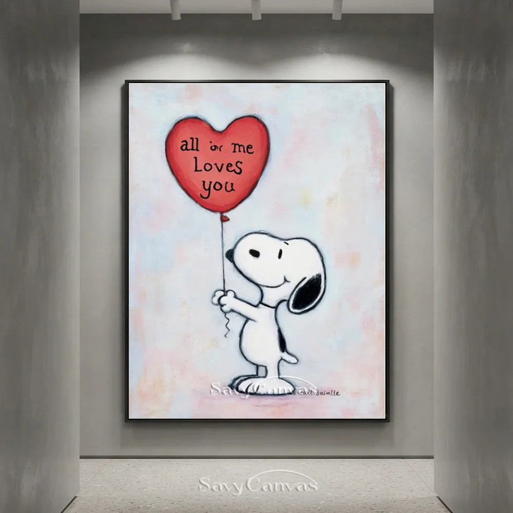 Pop Art Romantic Snoopy Hand-painted Canvas #SS 259