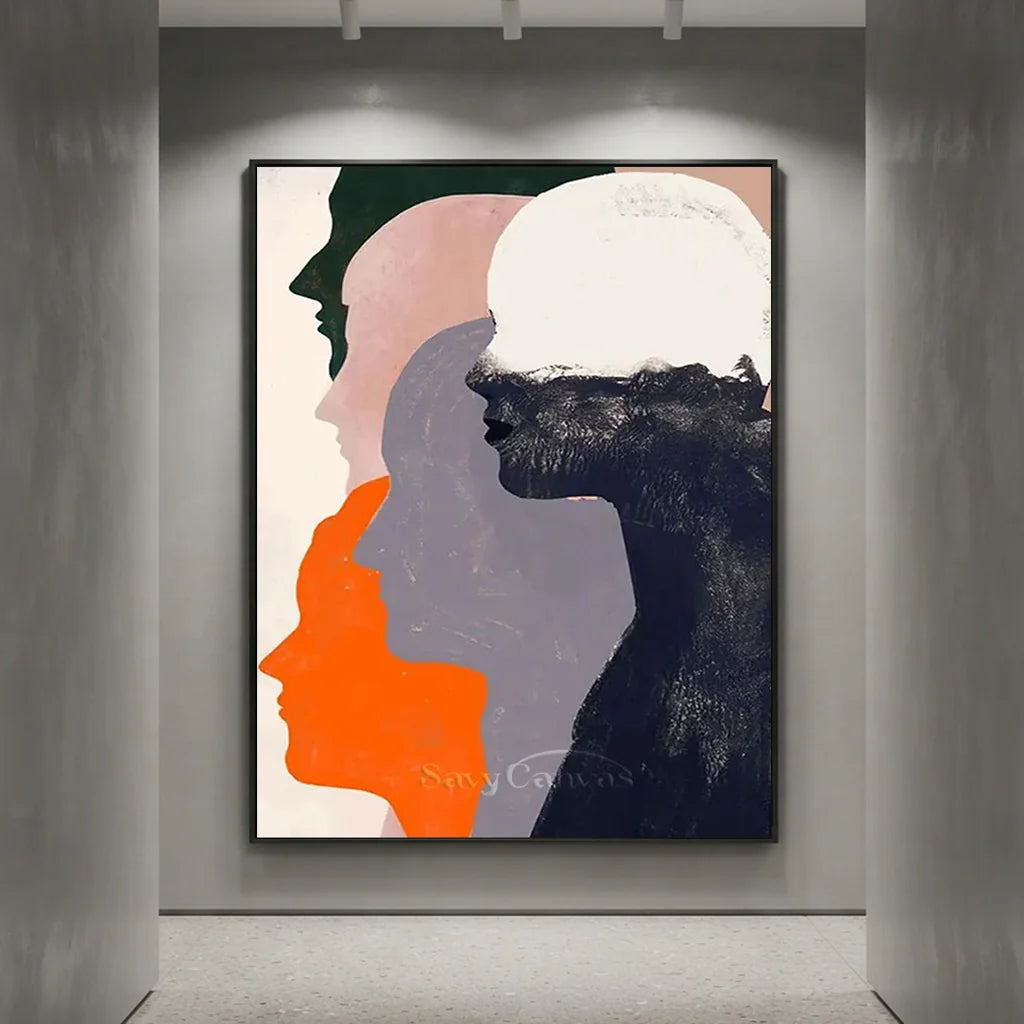 Abstract Silhouette Wall Art | Large Vertical Contemporary Painting #ZZ 193