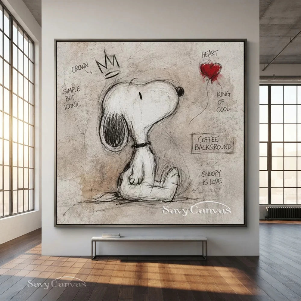 Pop Art King Snoopy Hand-painted Canvas #SS 266