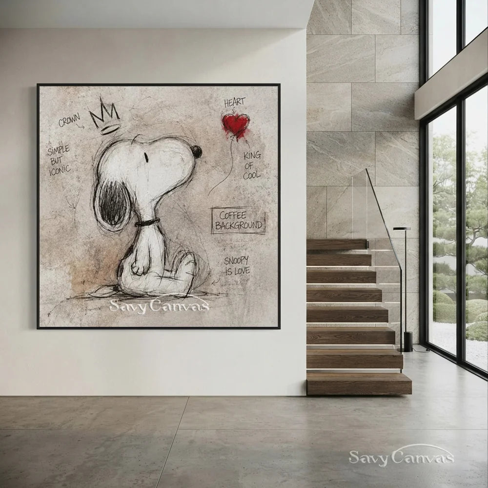 Pop Art King Snoopy Hand-painted Canvas #SS 266