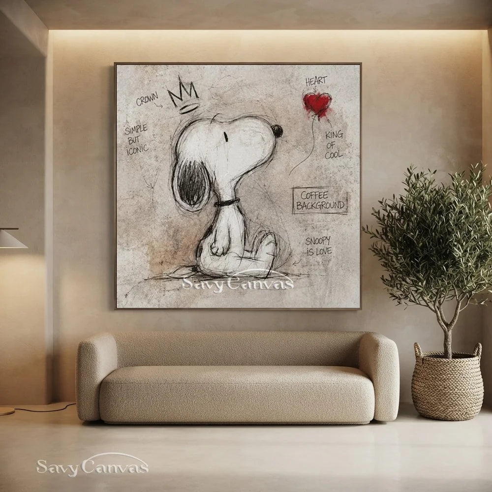 Pop Art King Snoopy Hand-painted Canvas #SS 266