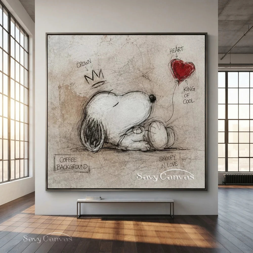 Pop Art Sleeping Snoopy Hand-painted Canvas #SS 267