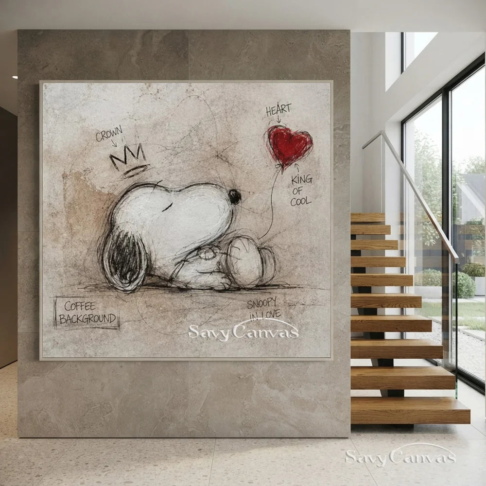 Pop Art Sleeping Snoopy Hand-painted Canvas #SS 267