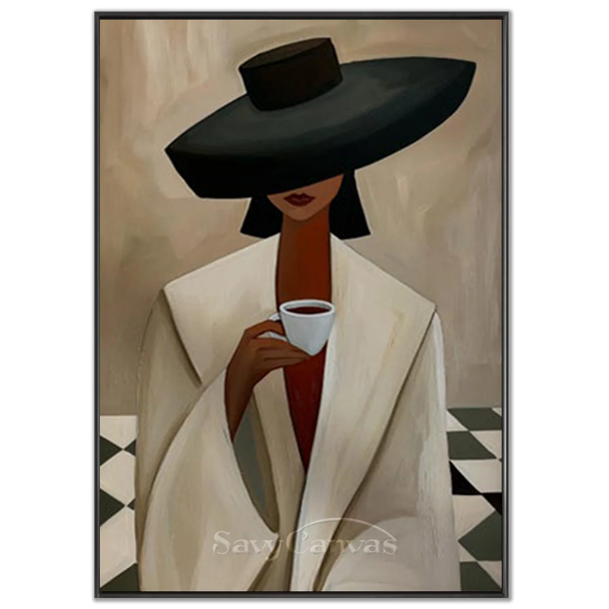 Abstract-Woman-Coffee-Wall-Art-black-frame-02.webp