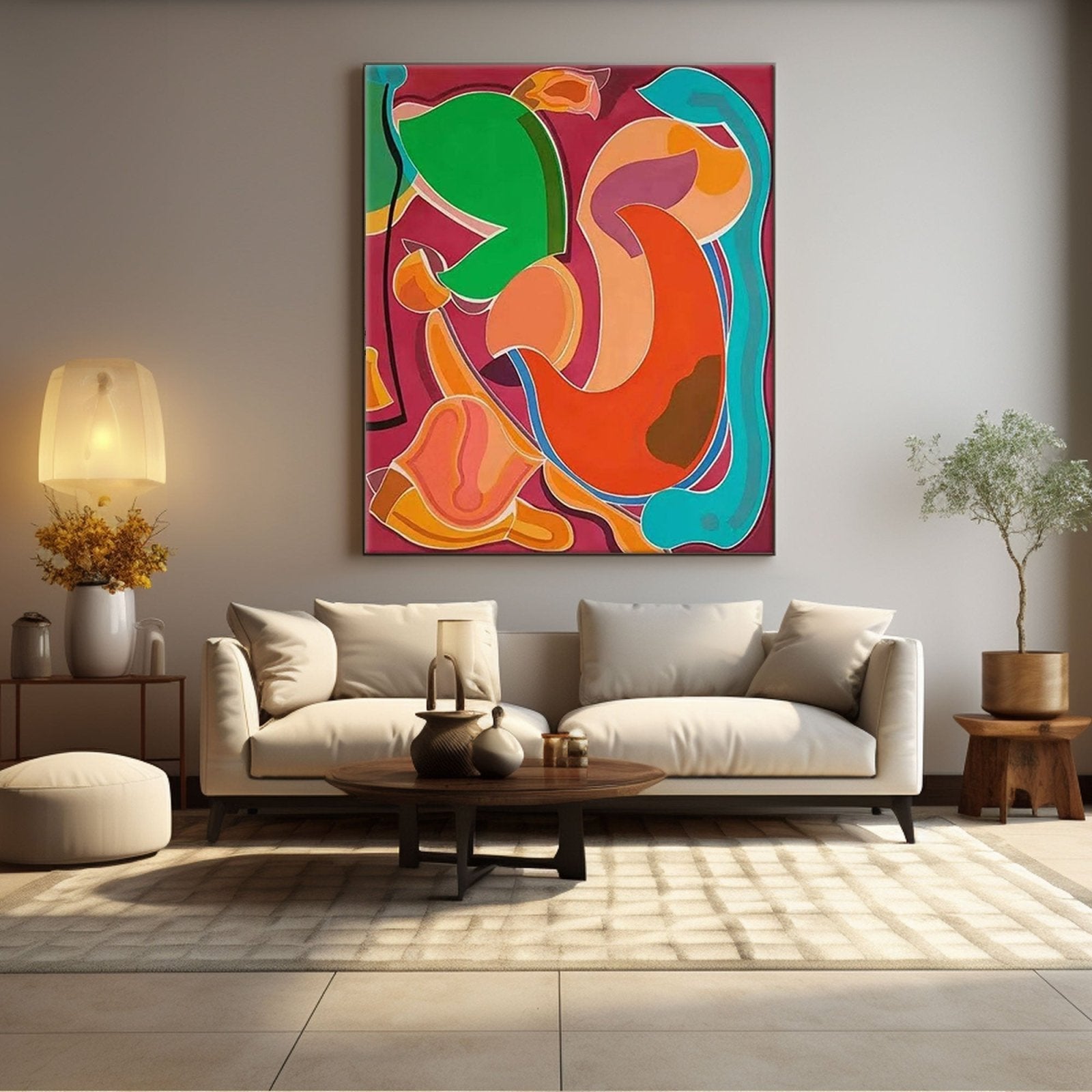 Large Colorful Abstract Oil Painting on Canvas|Modern Abstract Wall Art for Living Room #TC 197