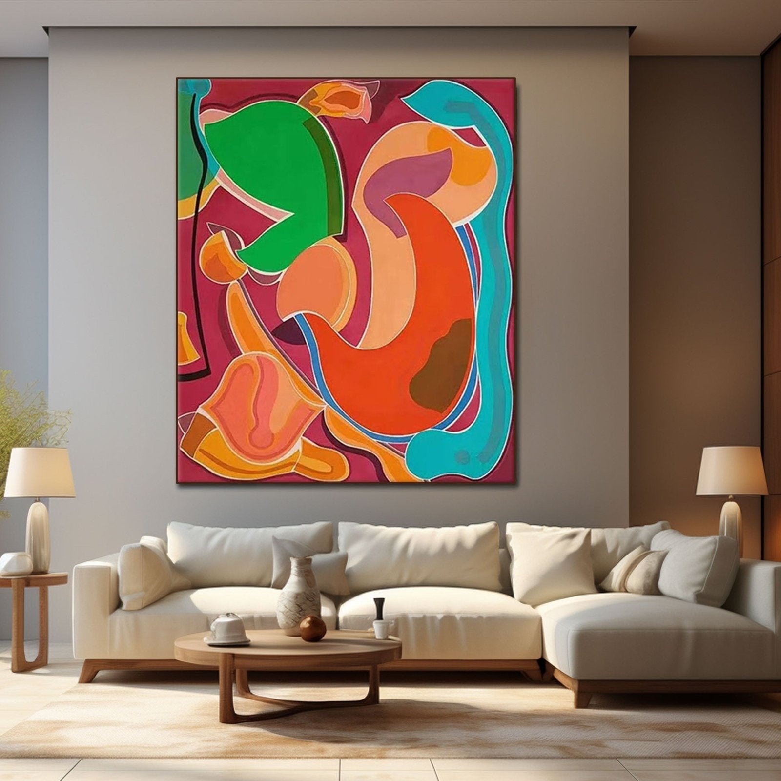 Large Colorful Abstract Oil Painting on Canvas|Modern Abstract Wall Art for Living Room #TC 197