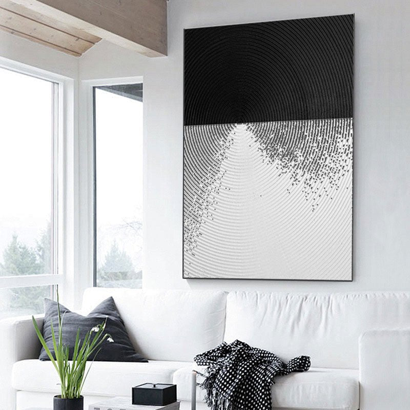 Textured Abstract Black & White Wall Art for Modern Decor #TC 151