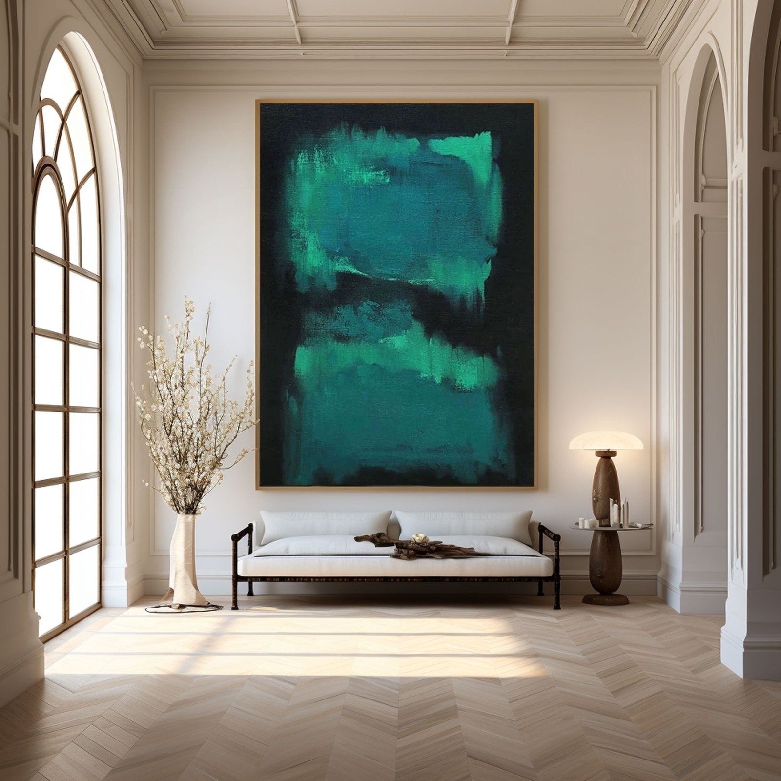 Original Teal Green Abstract Art for Living Room Decor #TC 152