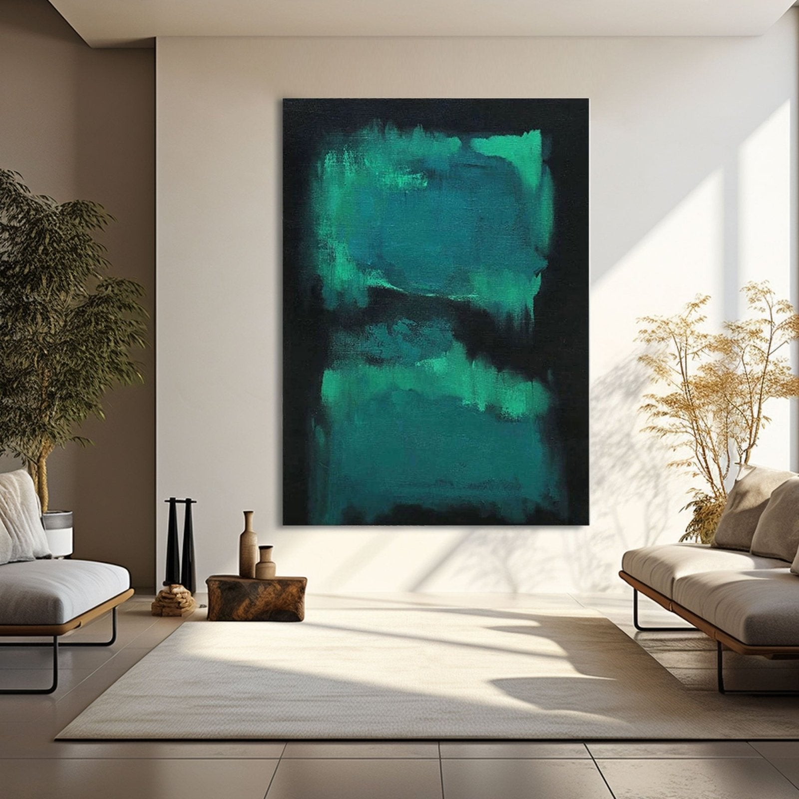 Original Teal Green Abstract Art for Living Room Decor #TC 152