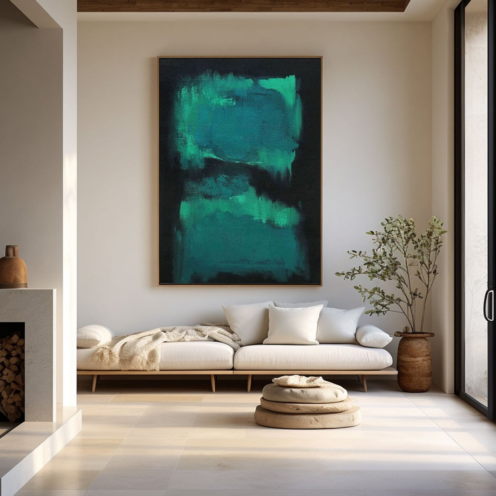 Original Teal Green Abstract Art for Living Room Decor #TC 152