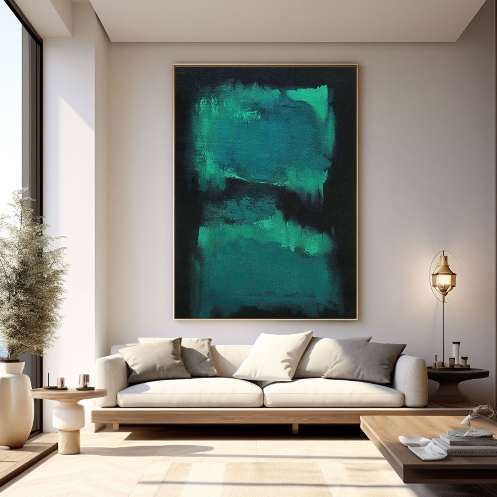 Original Teal Green Abstract Art for Living Room Decor #TC 152