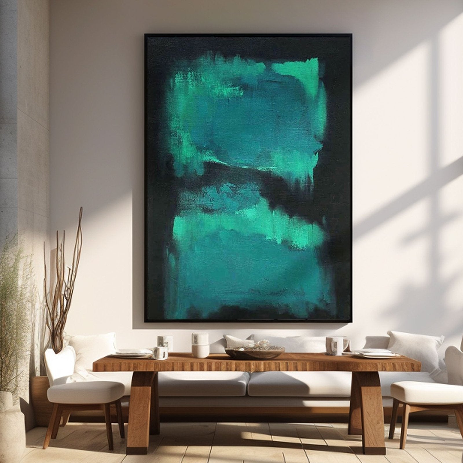 Original Teal Green Abstract Art for Living Room Decor #TC 152