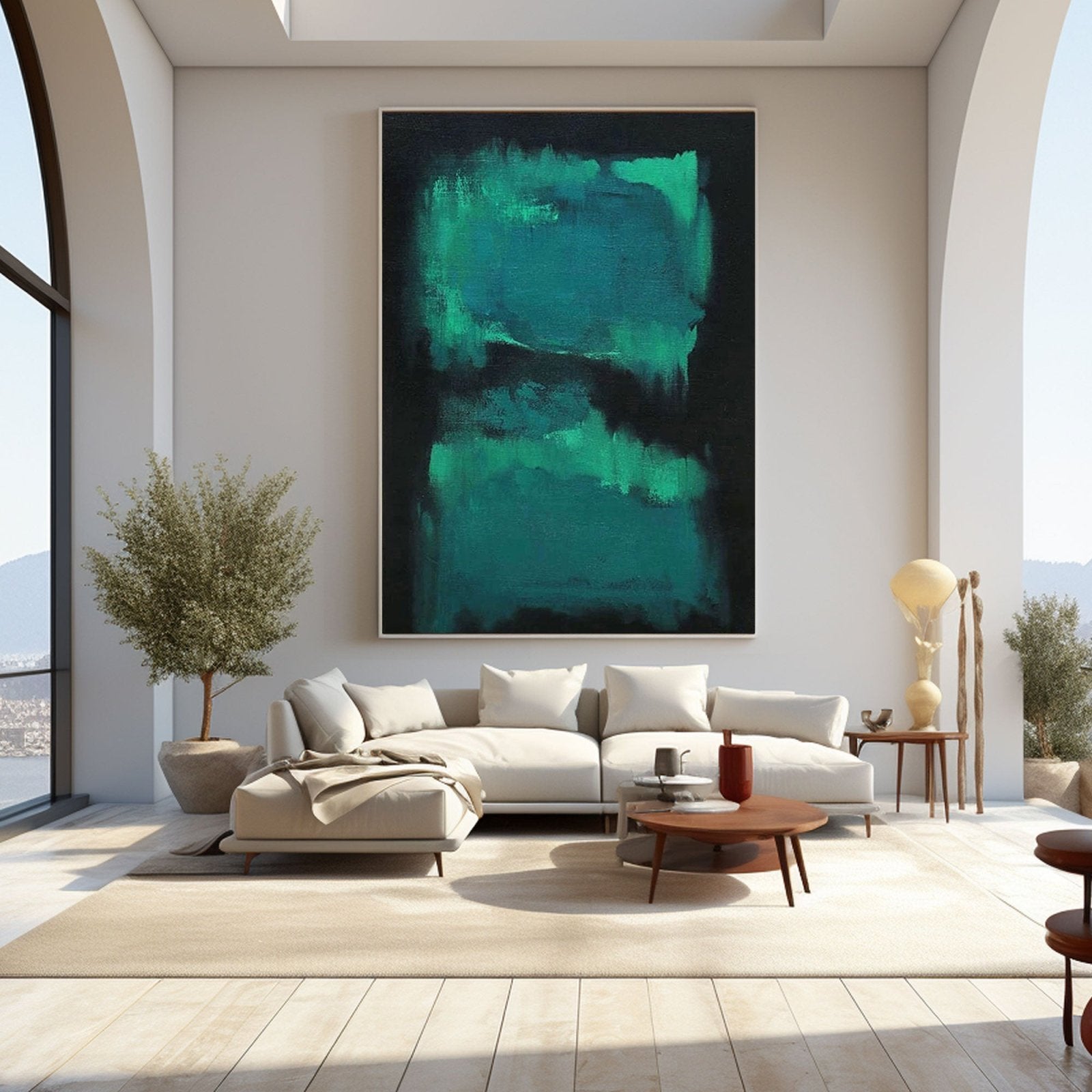 Original Teal Green Abstract Art for Living Room Decor #TC 152