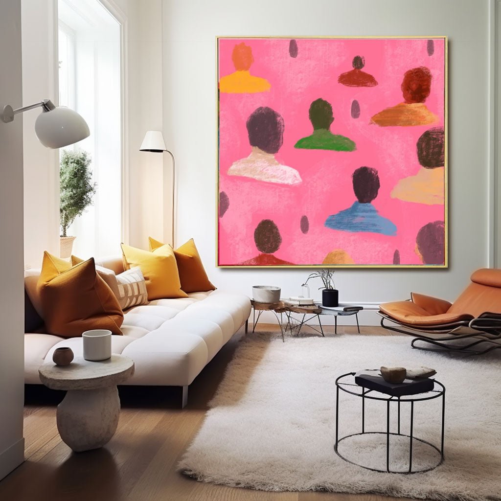 Hot Pink Abstract Canvas Wall Art | Dopamine Decor Print #AA 420