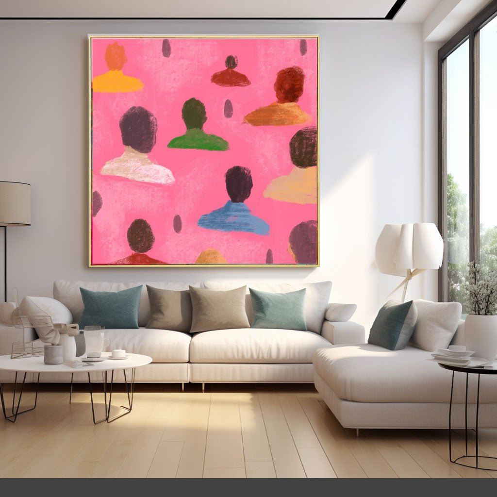 Abstract Crowd of People Painting | Colorful Figures Canvas