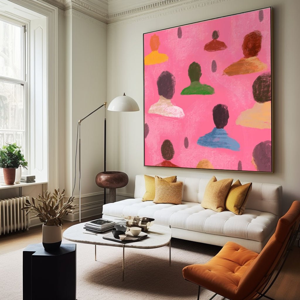 Hot Pink Abstract Canvas Wall Art | Dopamine Decor Print #AA 420