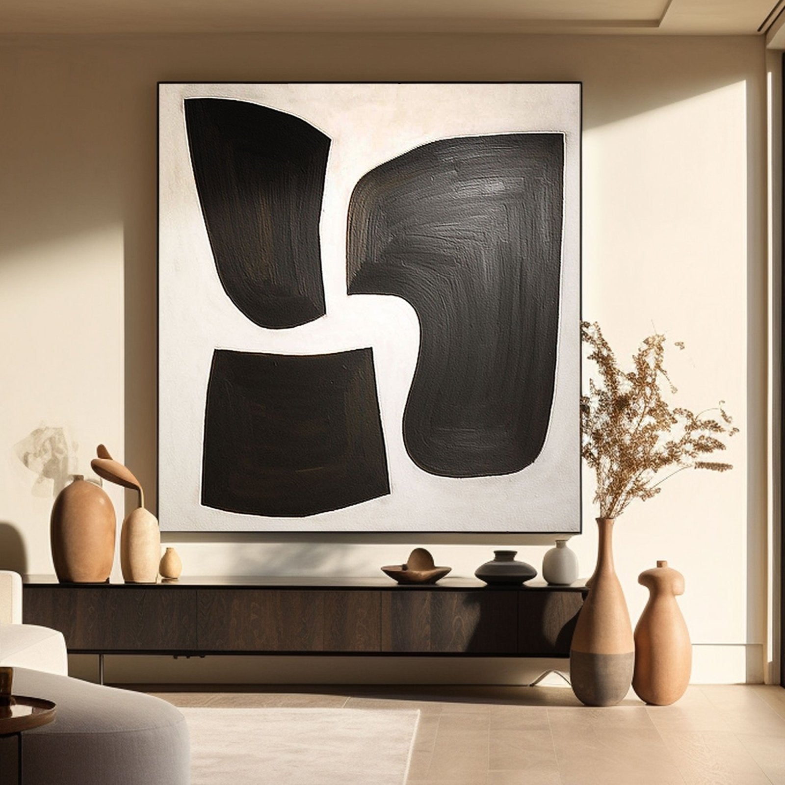 Large Abstract Black & White Canvas Art | Modern Wall Decor #TC 200