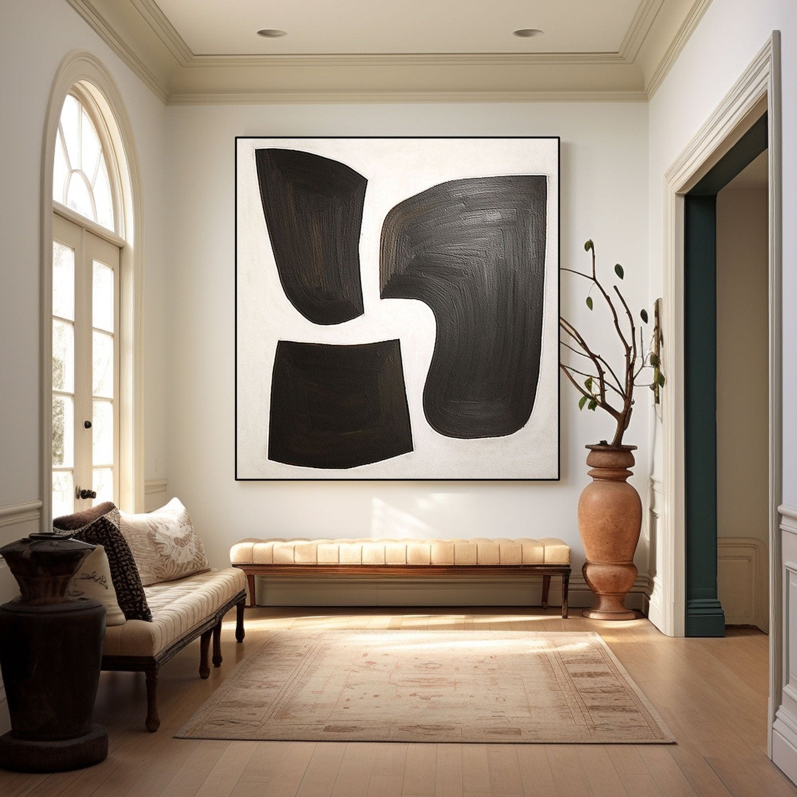 Large Abstract Black & White Canvas Art | Modern Wall Decor #TC 200