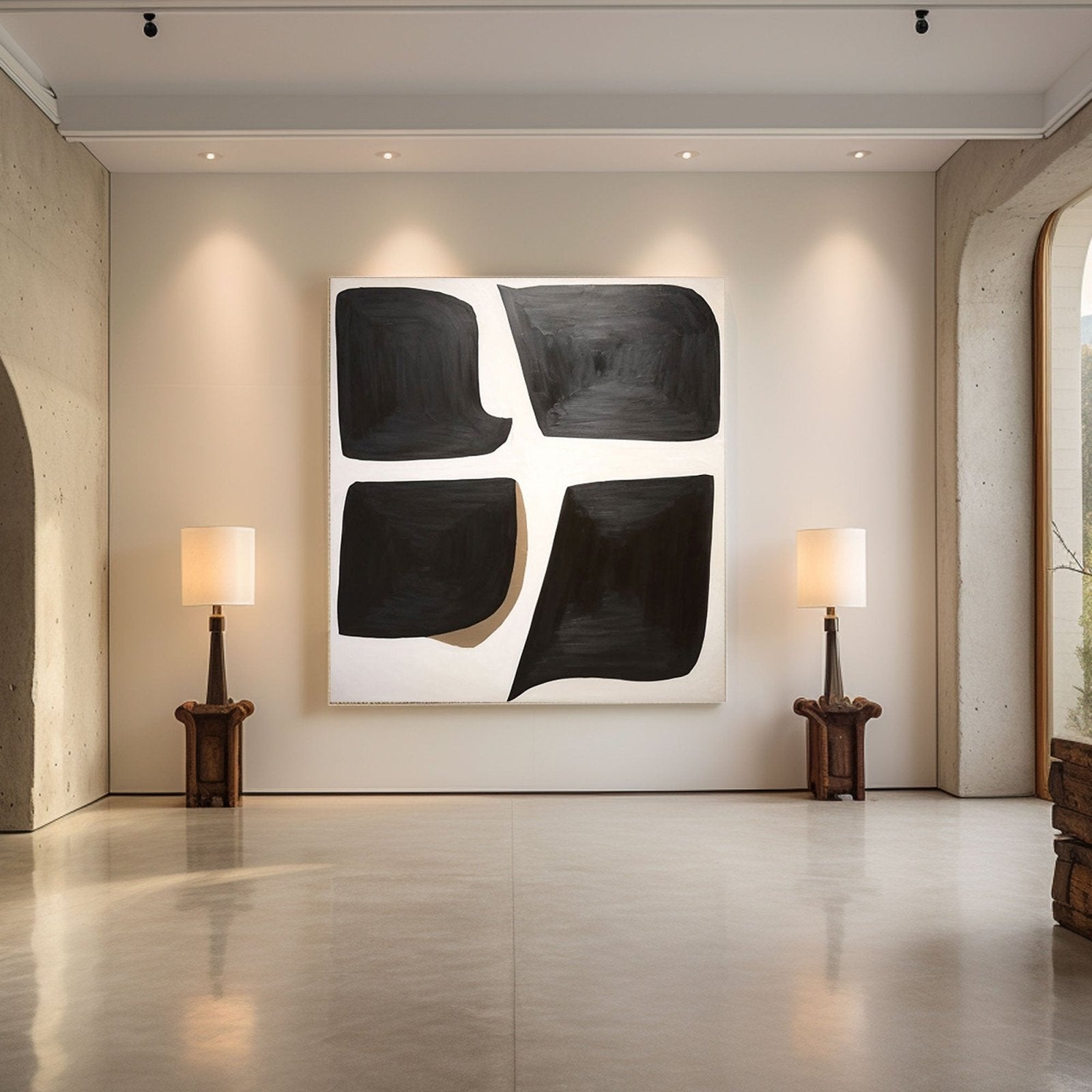 Modern Abstract Canvas Art | Monochrome Geometric Shapes