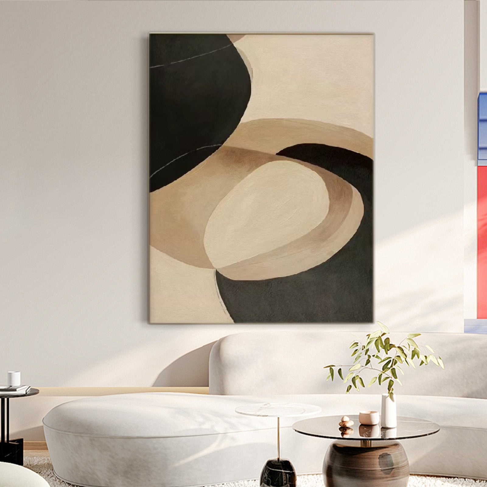 Abstract Neutral Painting - Wabi Sabi Geometric Wall Art #TC 153