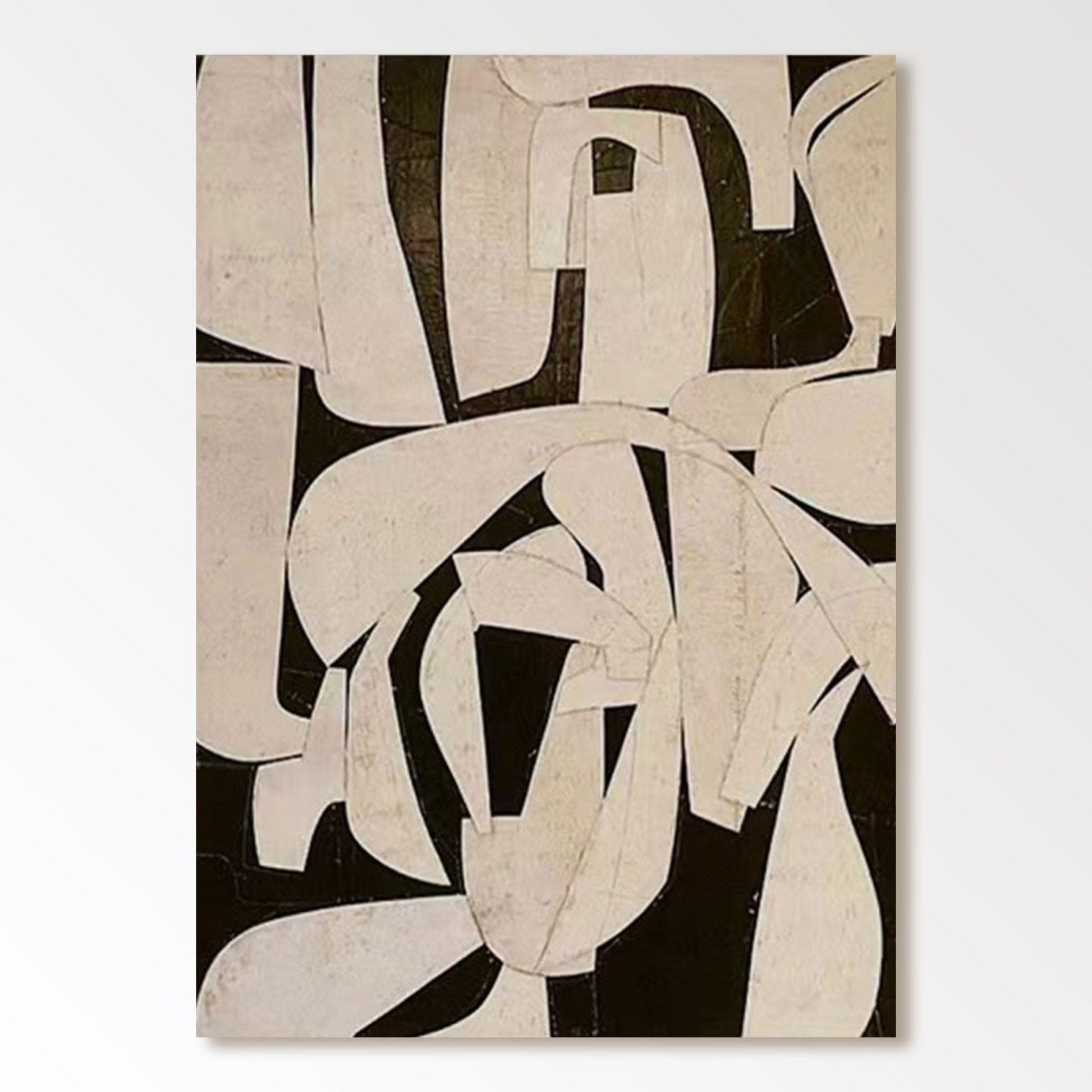 Original Black and Cream Abstract Wall Art #TC 155