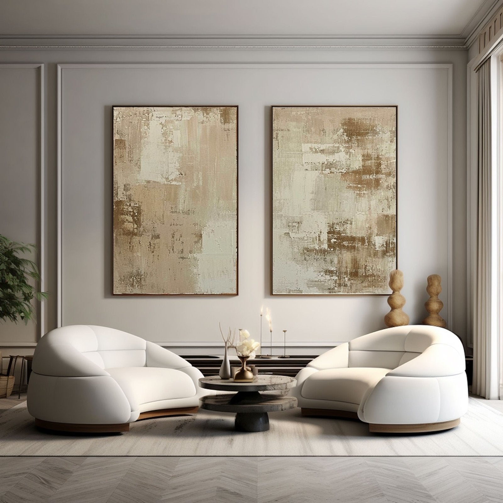 Wabi Sabi Style Abstract Painting Set for Living Room #TC 156