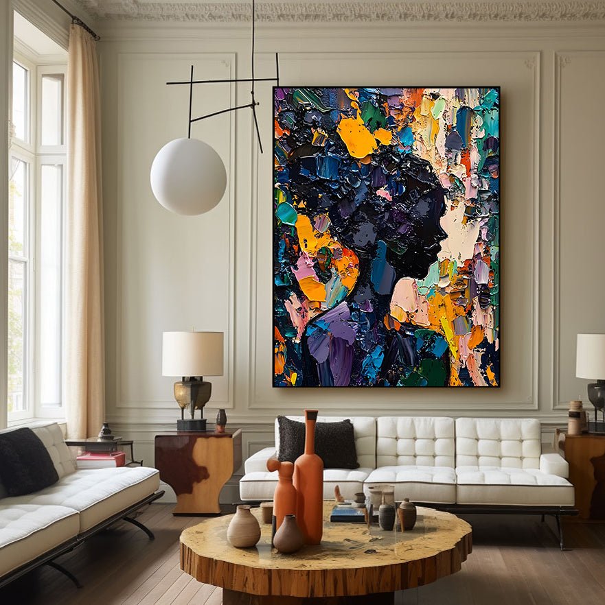 Vibrant Multicolor Abstract Canvas | Rainbow Face Wall Decor