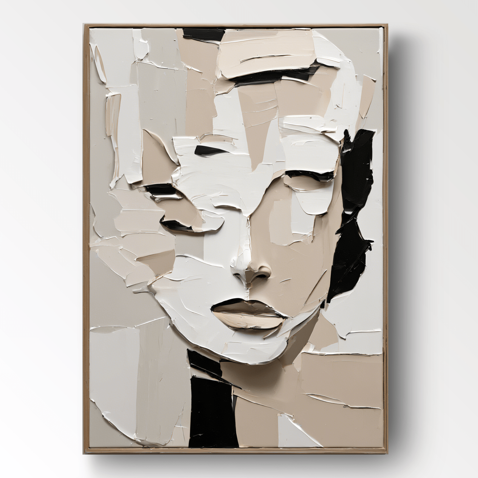 Cream and Beige Abstract Face Art | Warm Neutral Wall Decor #AA 461