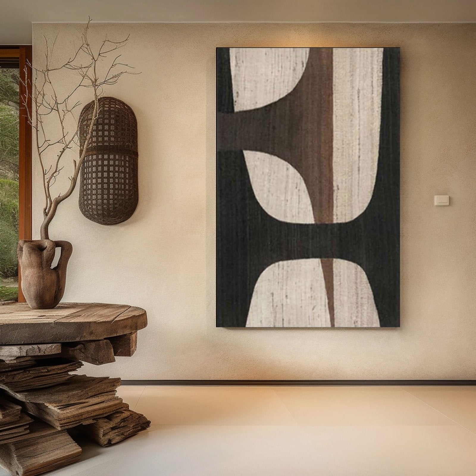 Abstract Organic Shapes Wall Art Neutral #TC 158