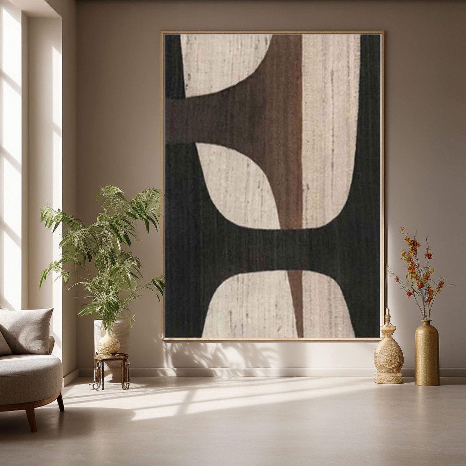 Abstract Organic Shapes Wall Art Neutral #TC 158