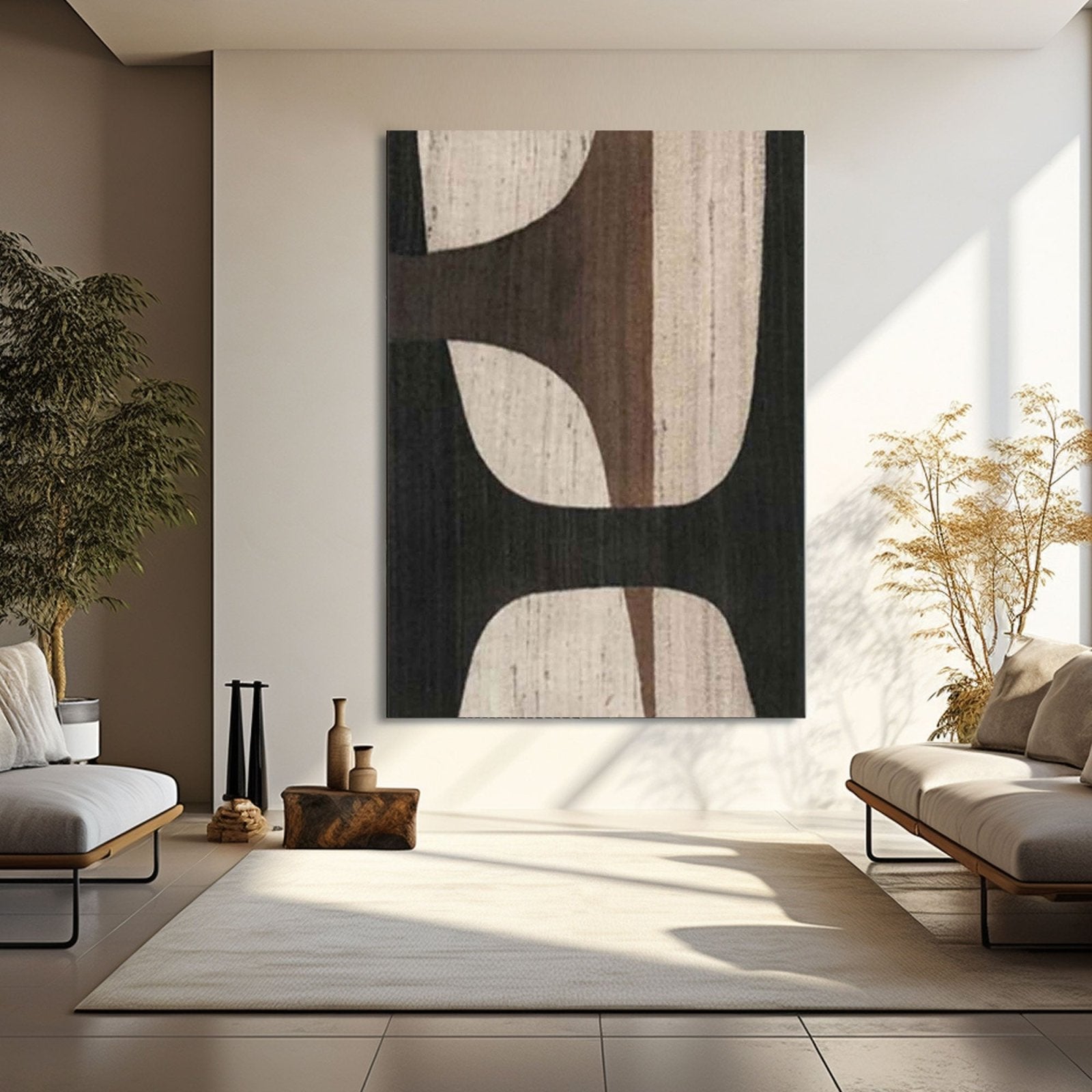 Abstract Organic Shapes Wall Art Neutral #TC 158