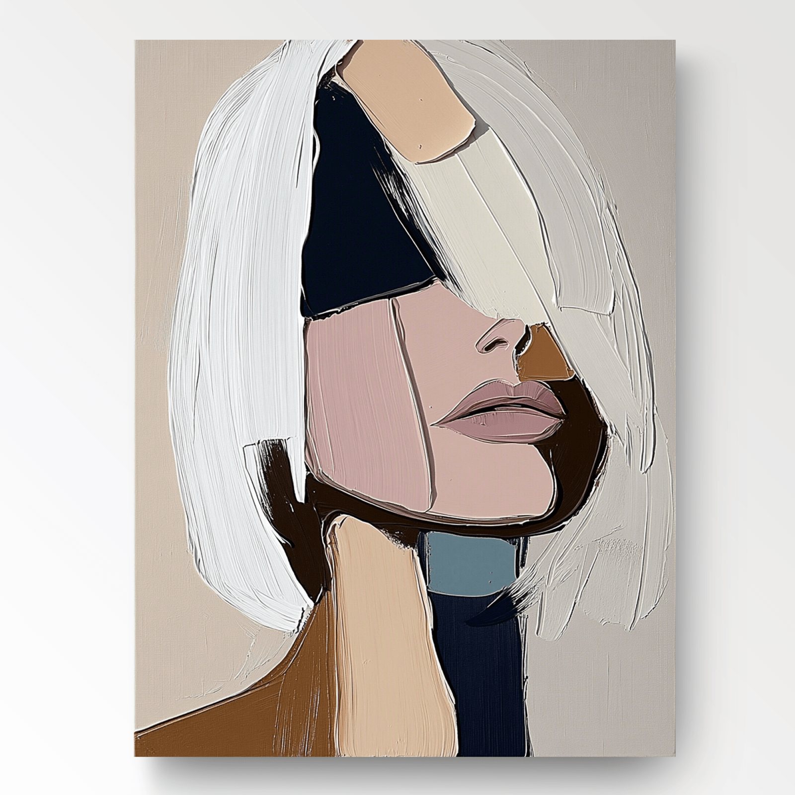 Abstract Geometric Woman Portrait | Modern Face Canvas #AA 462