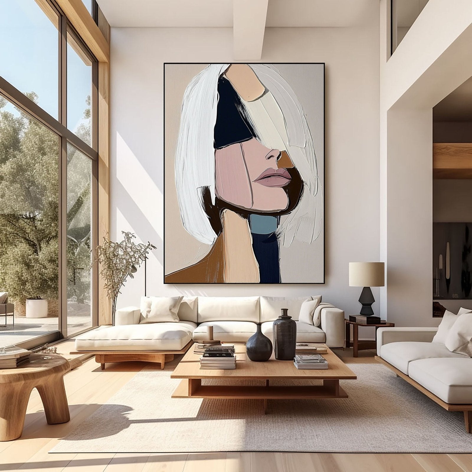 Abstract Geometric Woman Portrait | Modern Face Canvas #AA 462