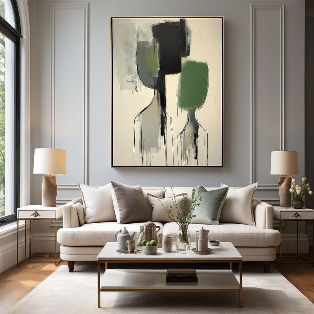 Minimalist Abstract Couple Painting | Modern Figure Canvas