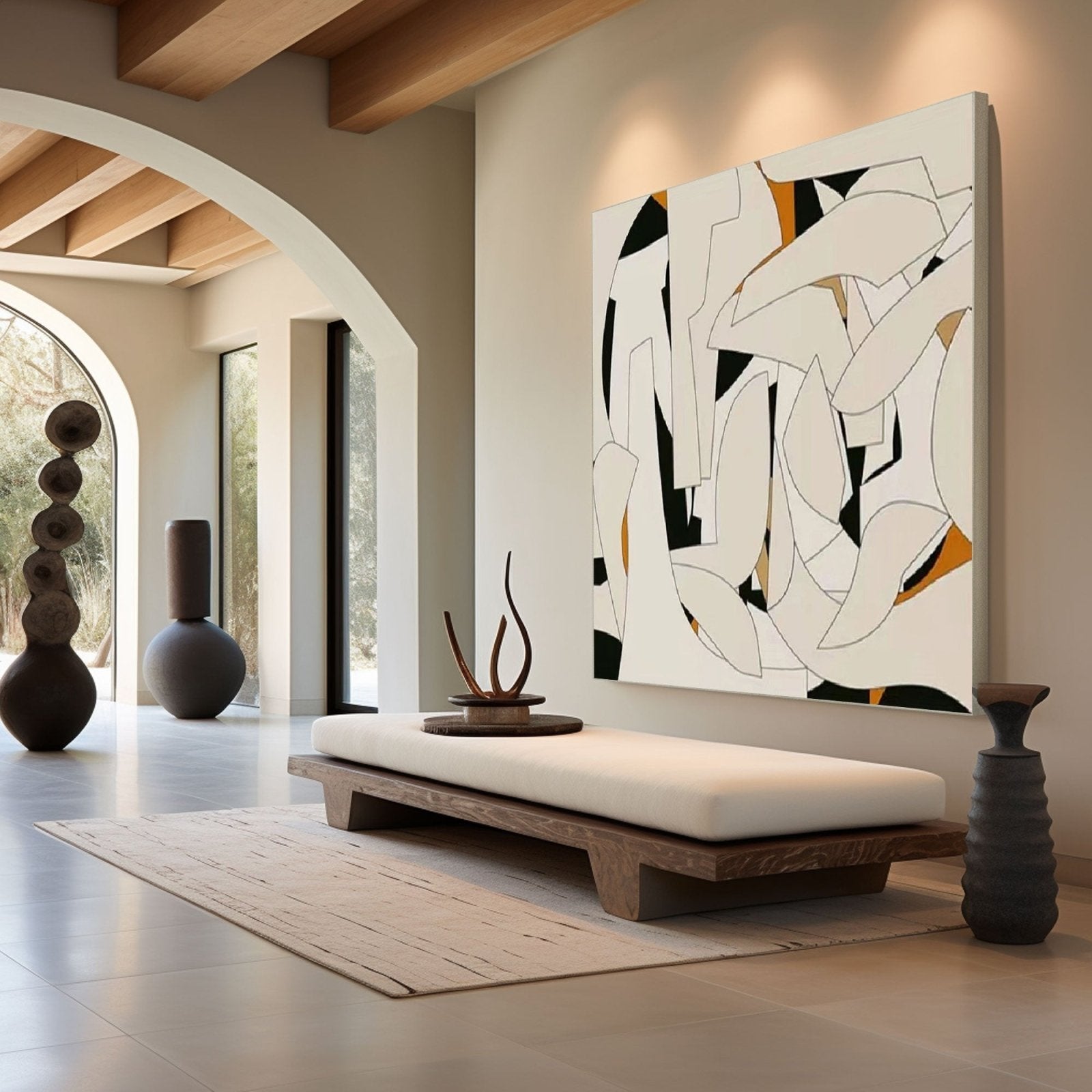 Hand-Painted Abstract Art - Geometric Shapes Decor #TC 205