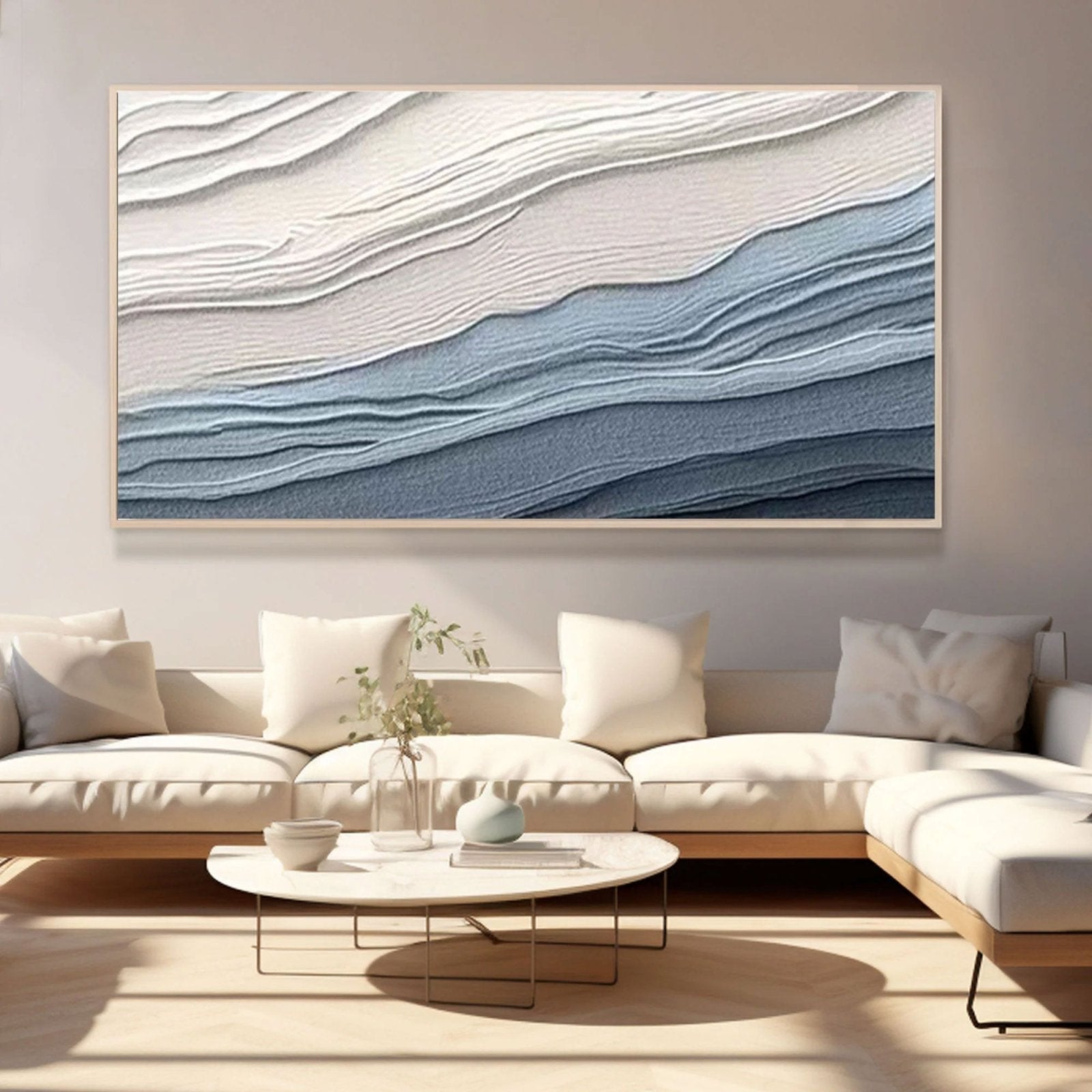 Textured Ocean Waves  - Blue & White Wall Painting #TC 161