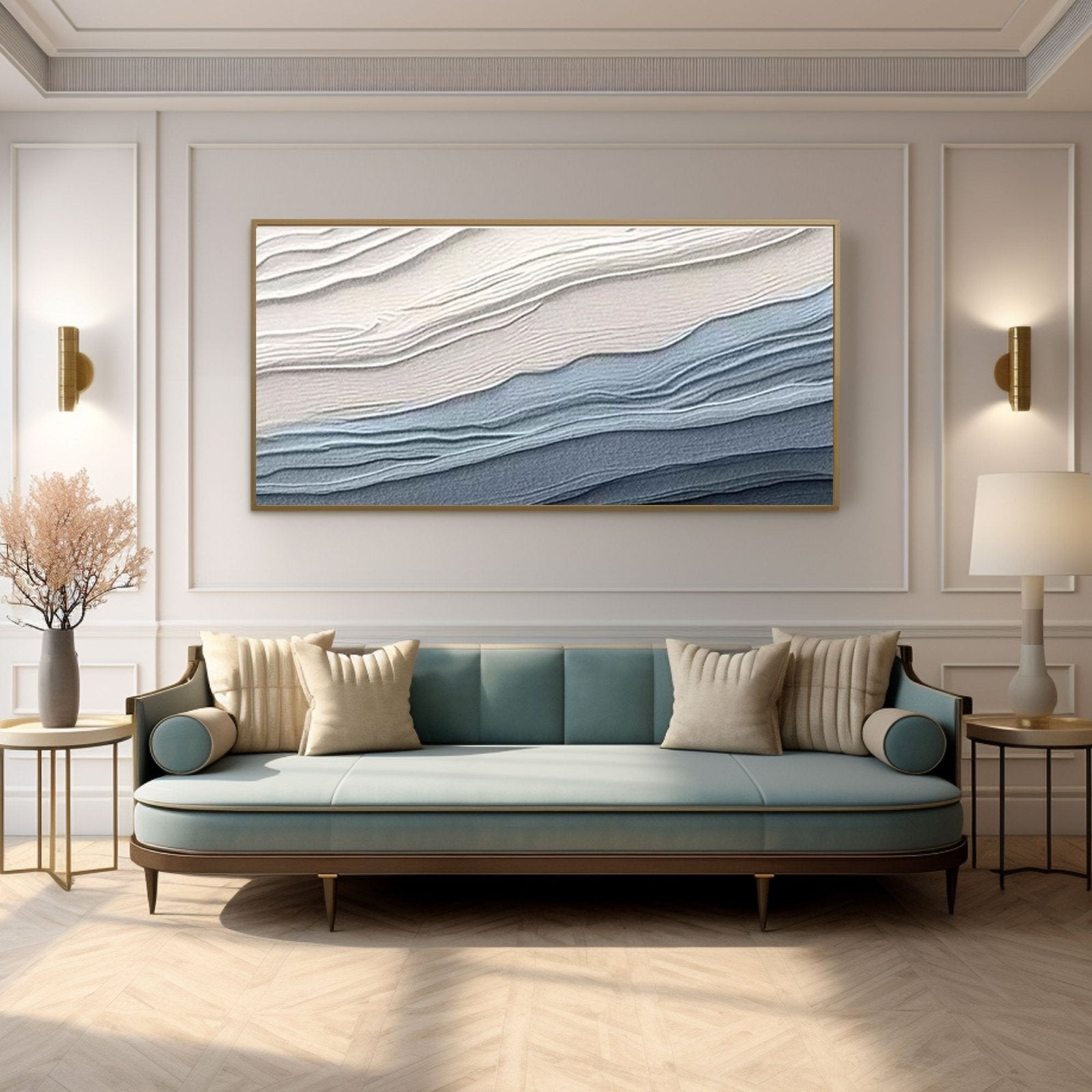 Textured Ocean Waves  - Blue & White Wall Painting #TC 161