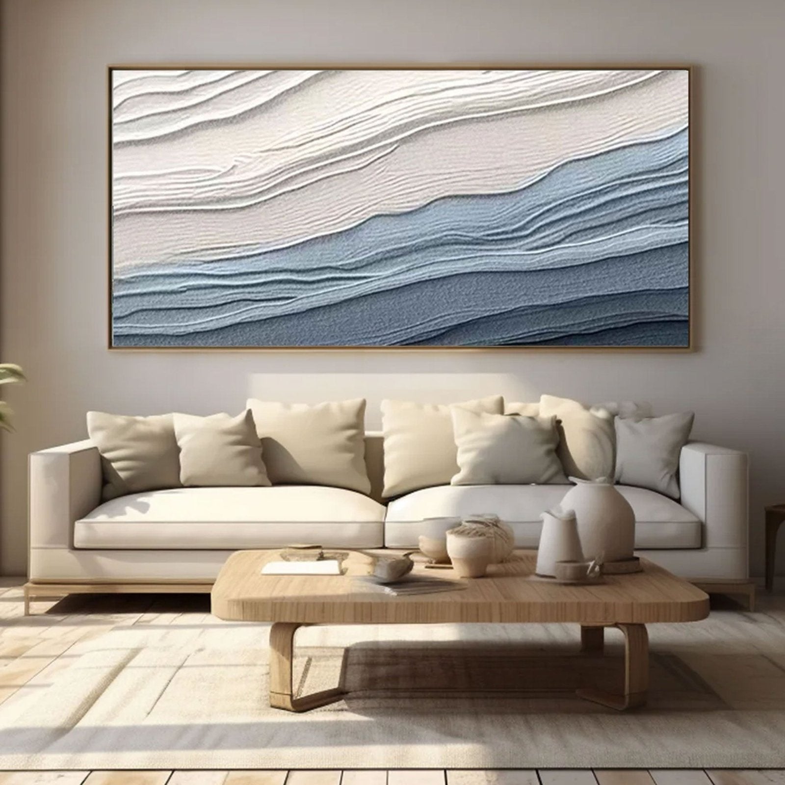 Textured Ocean Waves  - Blue & White Wall Painting #TC 161