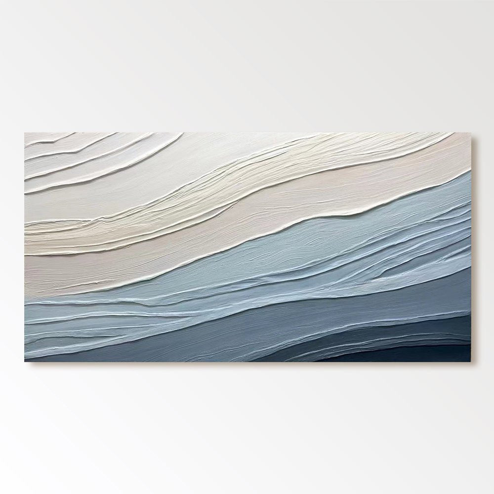 Textured Ocean Waves  - Blue & White Wall Painting #TC 161