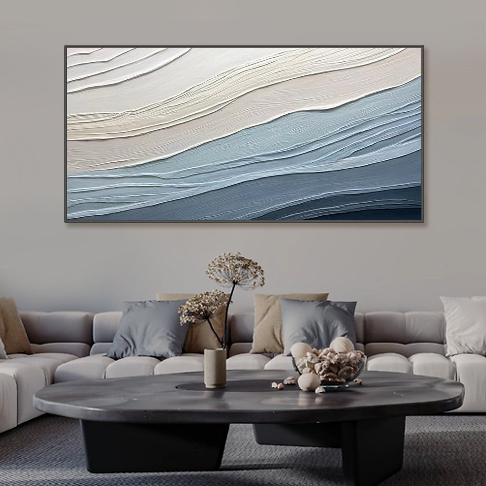 Textured Ocean Waves  - Blue & White Wall Painting #TC 161