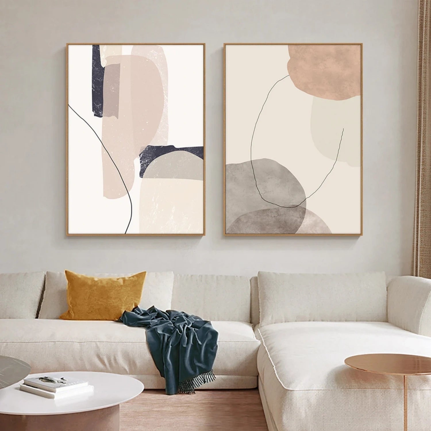 Modern Abstract Diptych, Golden Texture, Living Room Art #TB 118