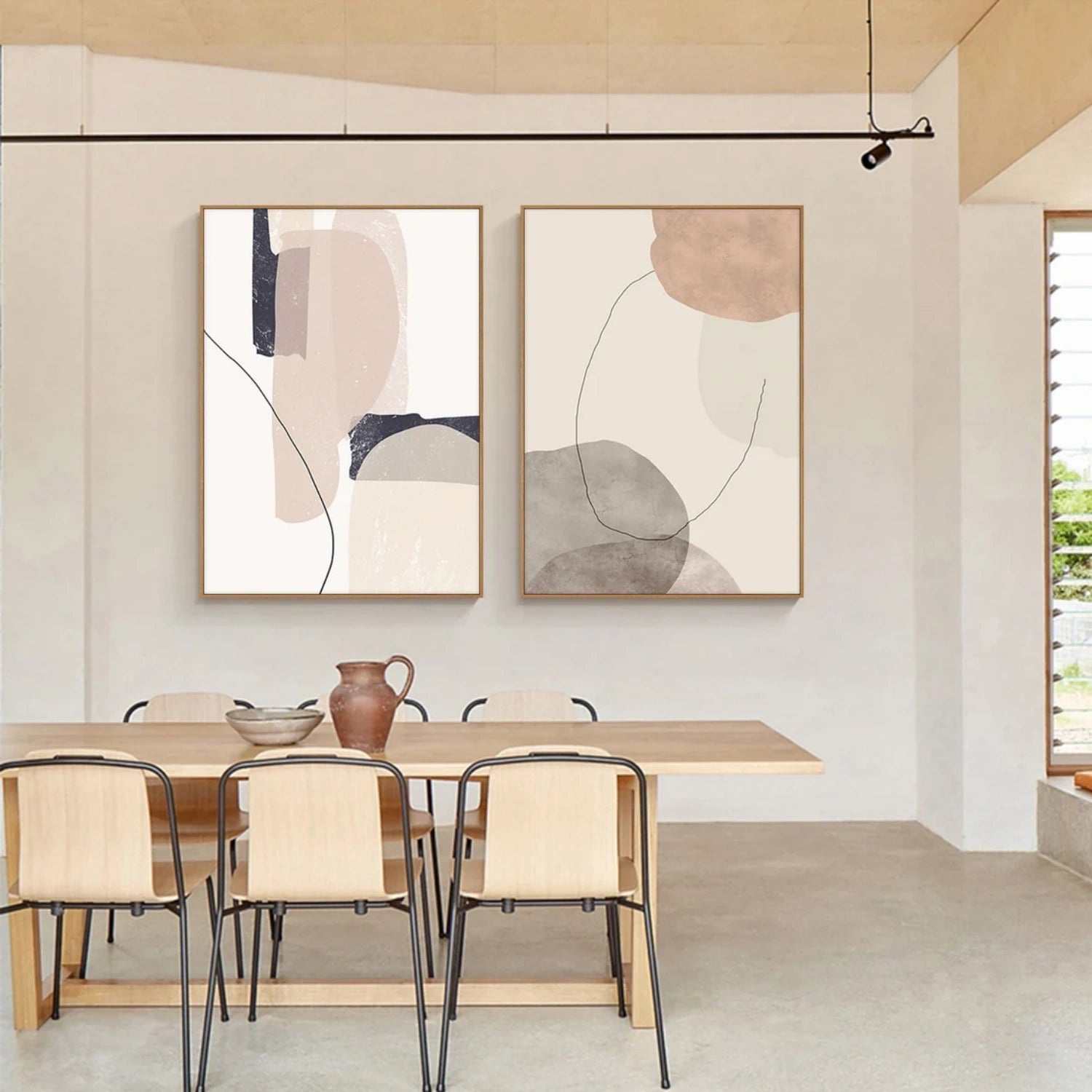 Modern Abstract Diptych, Golden Texture, Living Room Art #TB 118