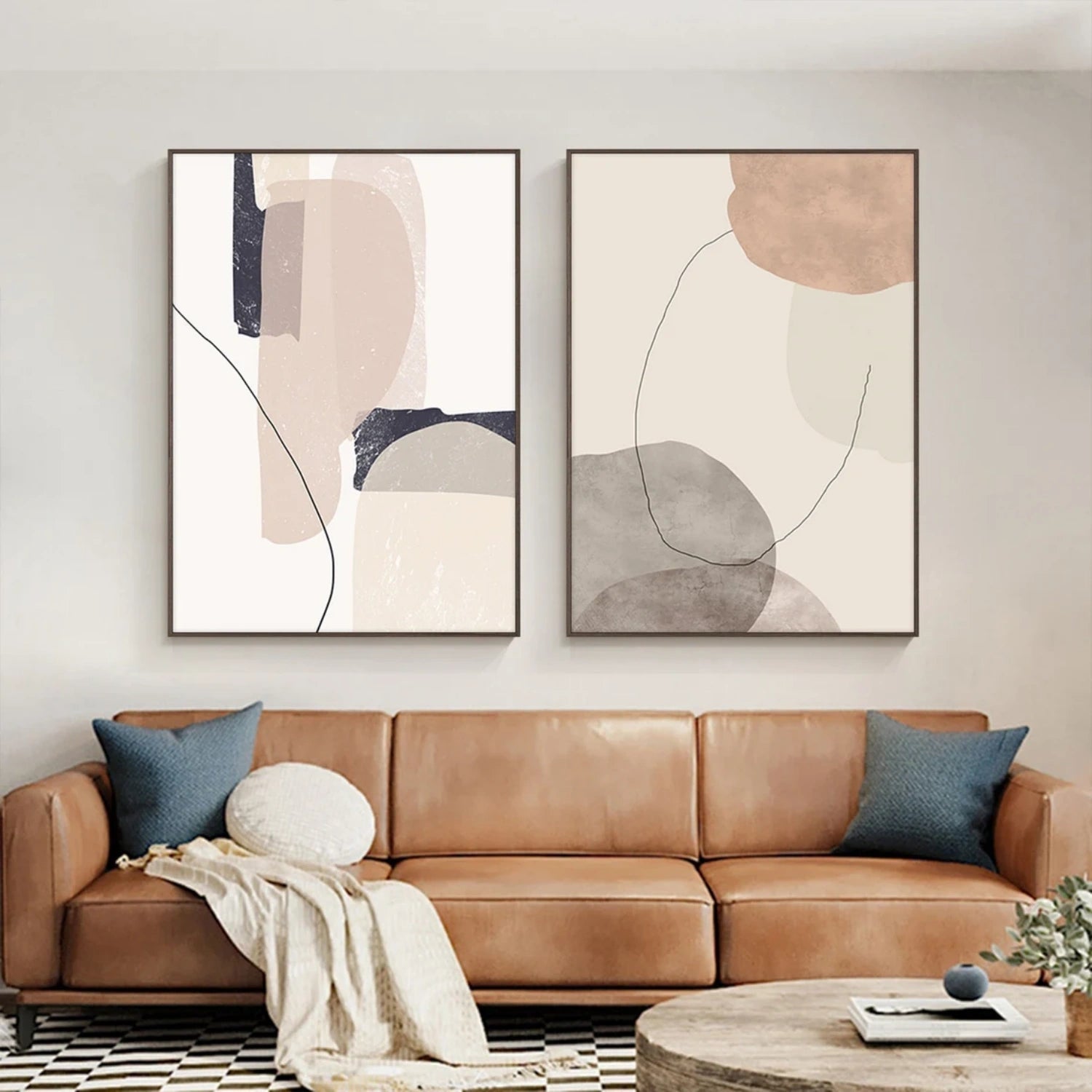 Modern Abstract Diptych, Golden Texture, Living Room Art #TB 118