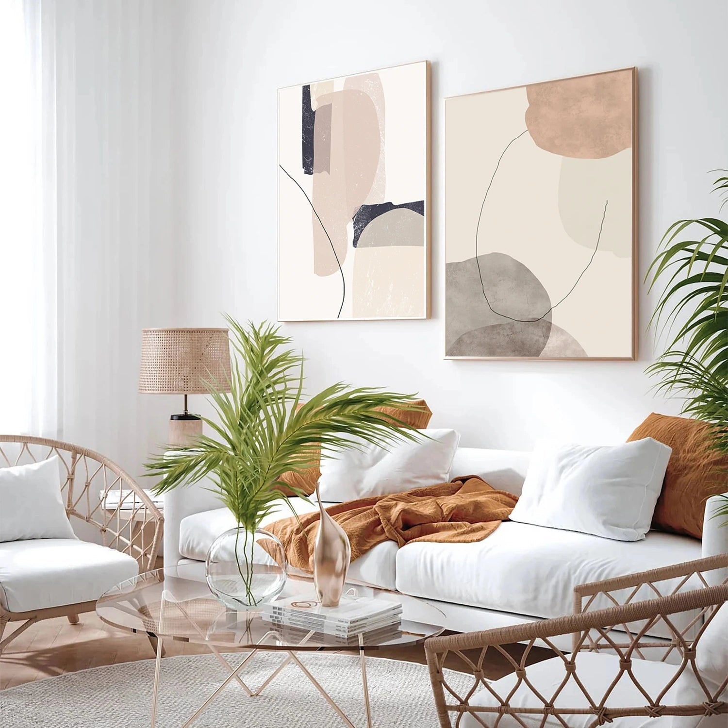 Modern Abstract Diptych, Golden Texture, Living Room Art #TB 118