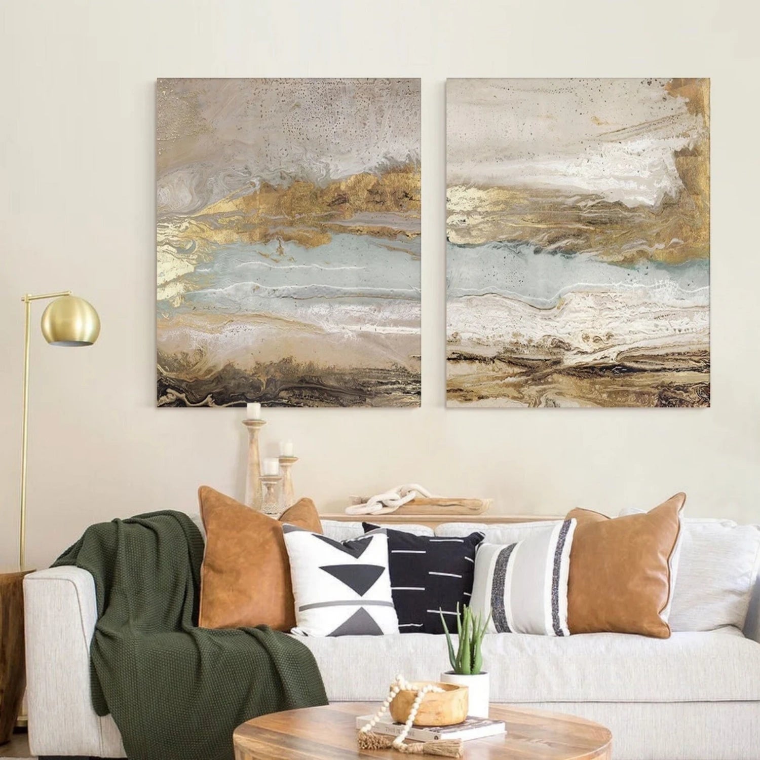 Gold & White Abstract Flow Art | Modern Landscape #TB 122