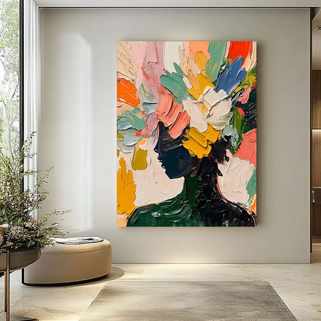 Abstract Woman Silhouette with Floral Head | Blooming Mind Art