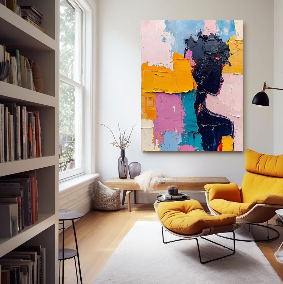 Vibrant Pink and Yellow Abstract Canvas | Colorful Wall Art #AA 453